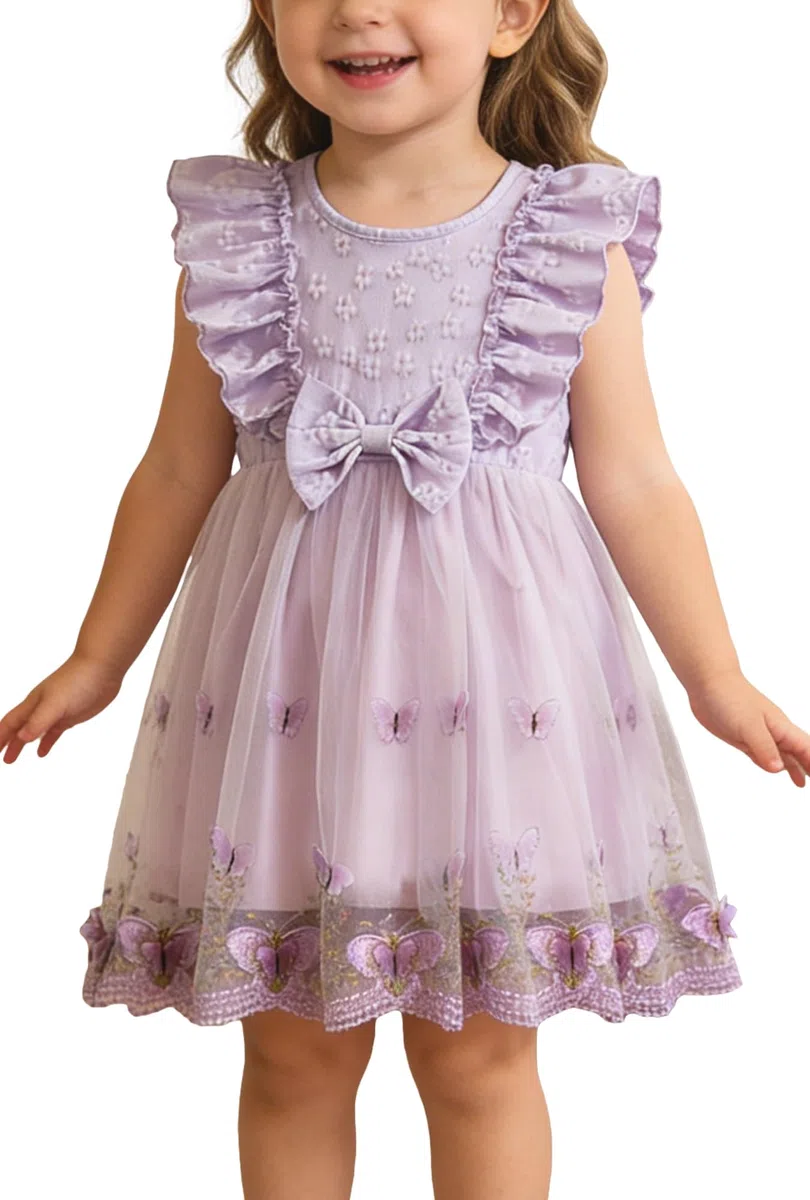 Happy Cherry Abito da principessa per bambini, a maniche corte, per battesimo, matrimonio, compleanno, 9 mesi – 3 anni