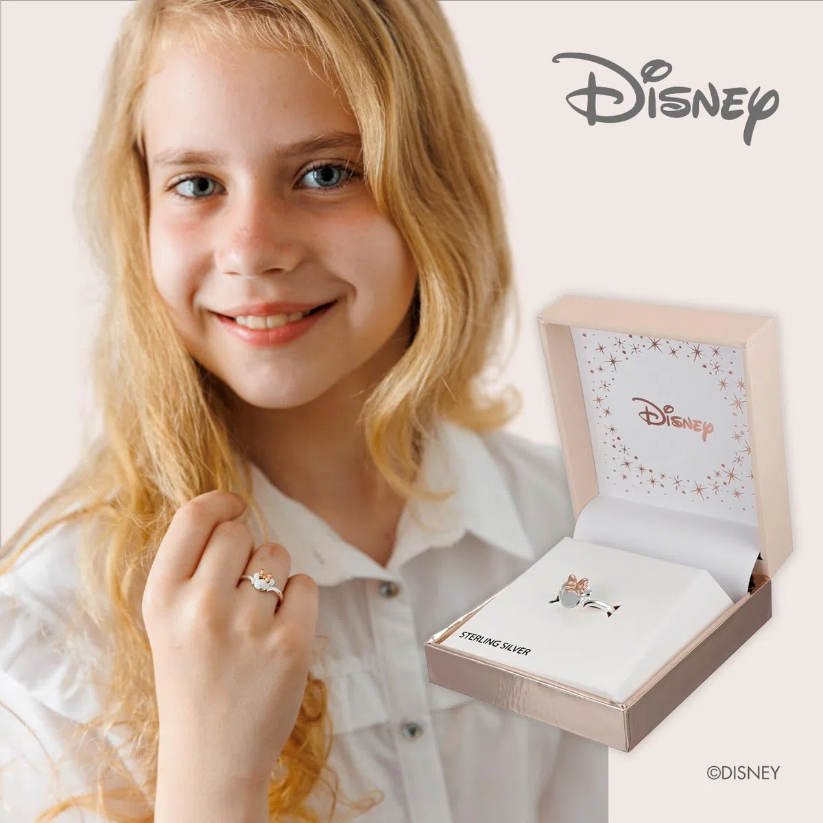 Disney Anello Bambine con Minnie Mouse in Argento.
