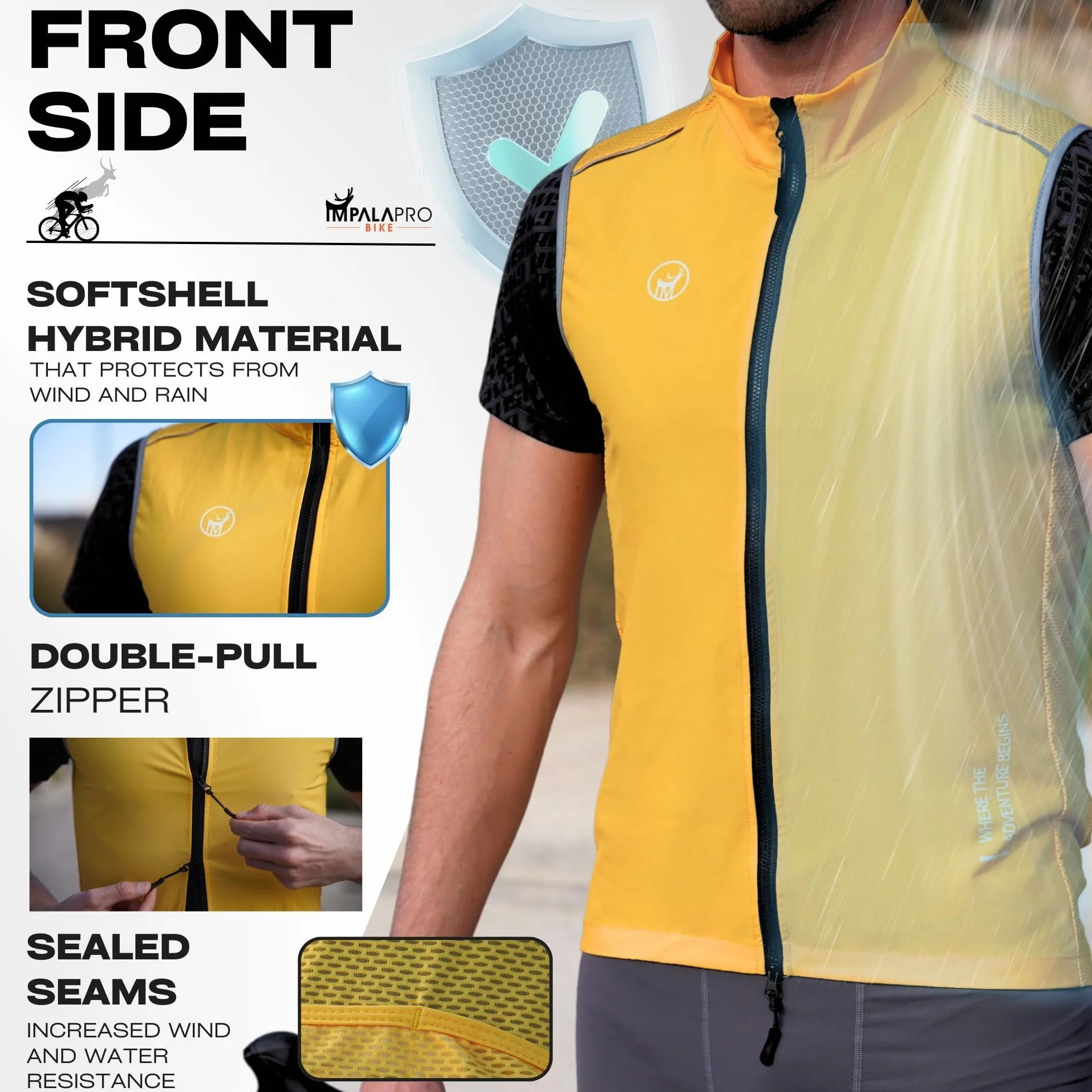 IMPALAPRO Gilet Antivento Ciclismo Uomo – Gilet Bici Uomo Leggero e Traspirante con Tasche e Dettagli Riflettenti