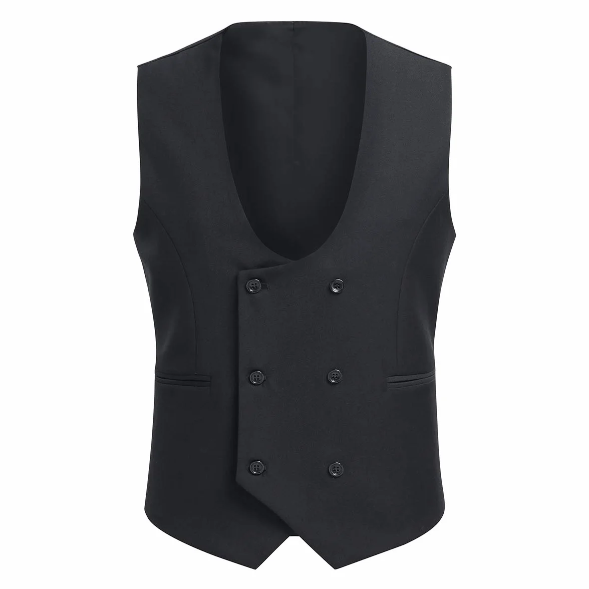 Allthemen Gilet da Uomo Gilet da Abito Doppiopetto Gilet da Uomo Western con Scollo Rotondo per Affari