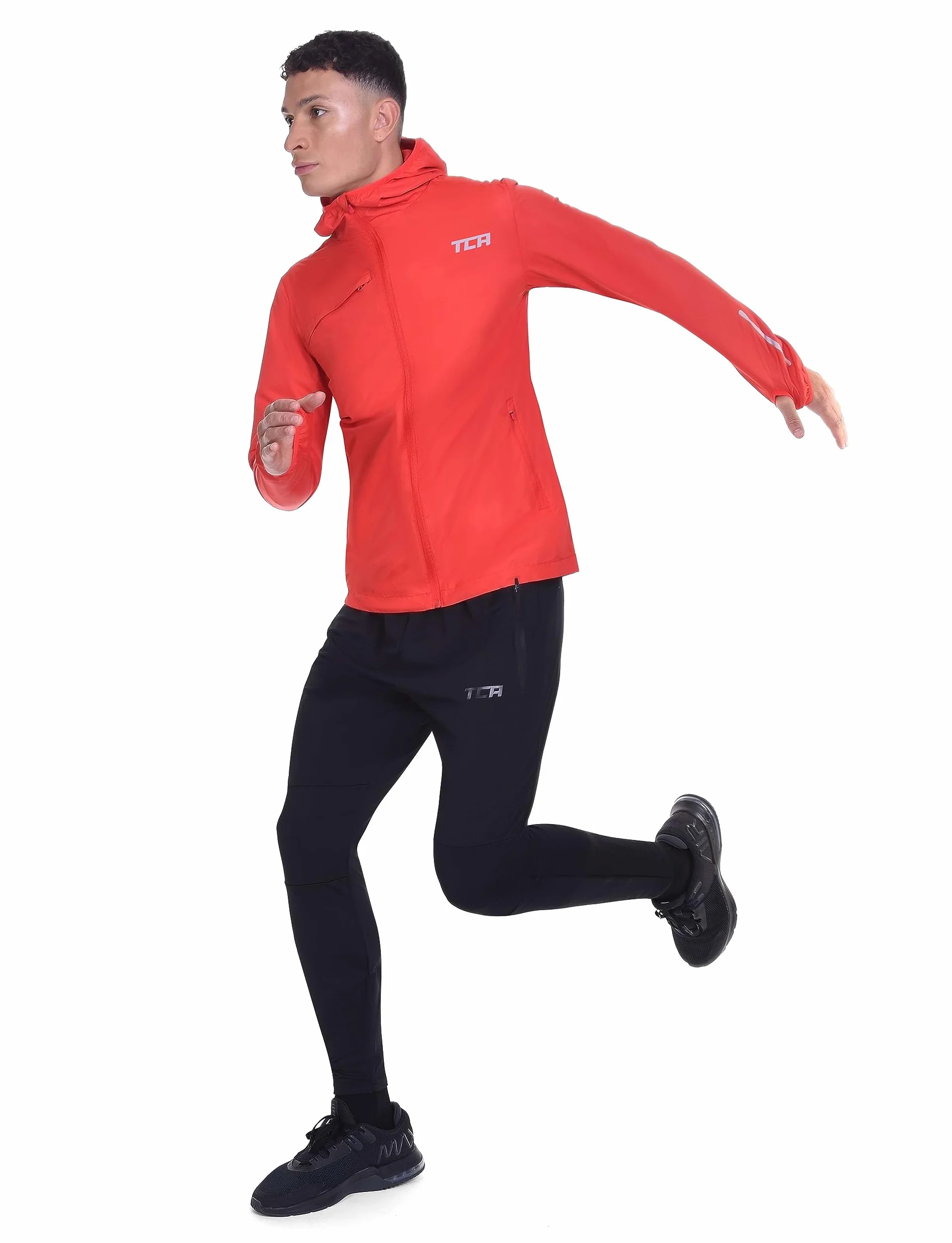 TCA Giacca Softshell da Corsa Uomo. Giacca Riflettente Traspirante e Ripiegabile con Tasche con Cerniera