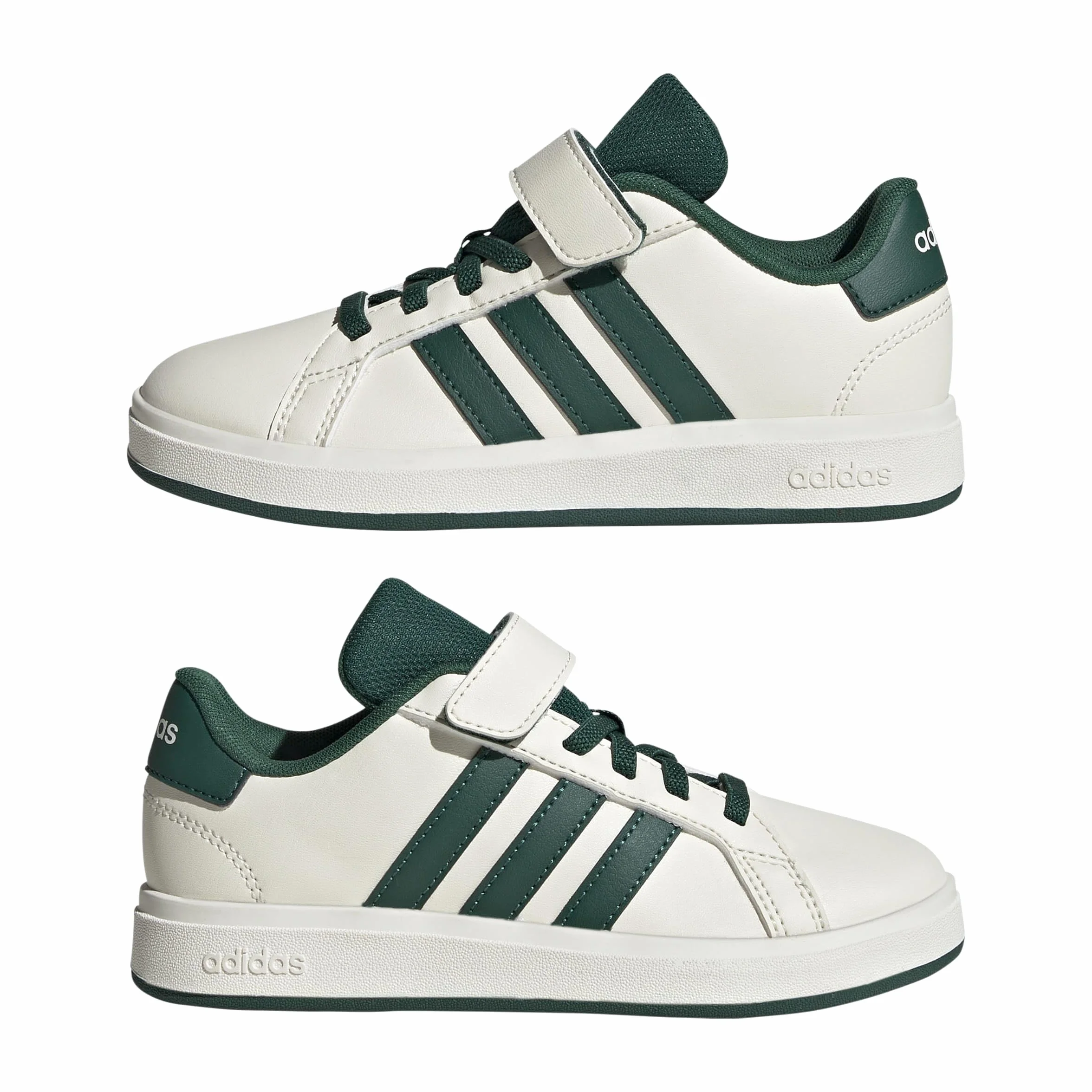 Adidas Unisex - Bambini Grand Court 2.0 Shoes Children, off White/Collegiate Green/Core Black, 30 EU
