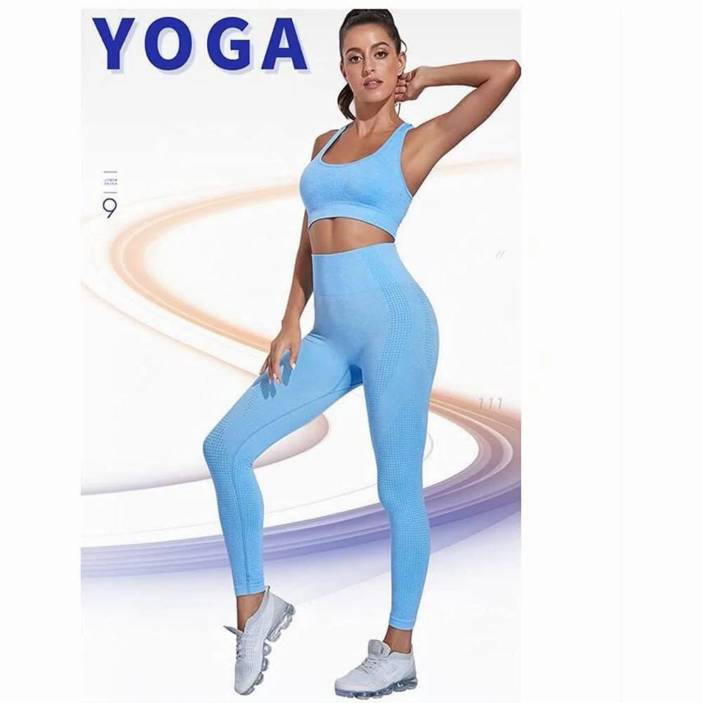 2/3set di Abbigliamento Sportivo da Palestra Senza Cuciture, Yoga Gym Leggings da Yoga a Vita alta e Reggiseno Sportivo e Top Sportivo