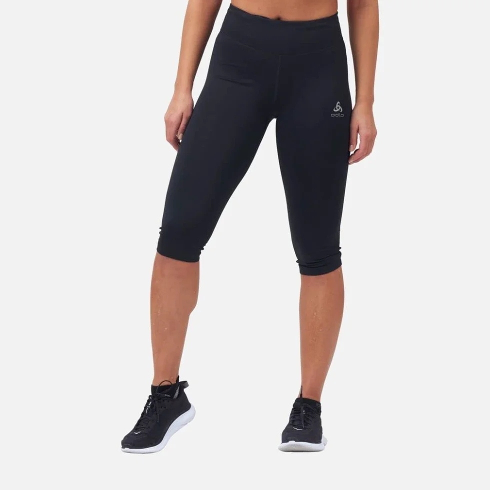 Odlo Sport Leggings Donna Essential Tights 3/4 I Abbigliamento da Corsa I Pantaloni da Corsa Neri I Pantaloni da Corsa I Donna