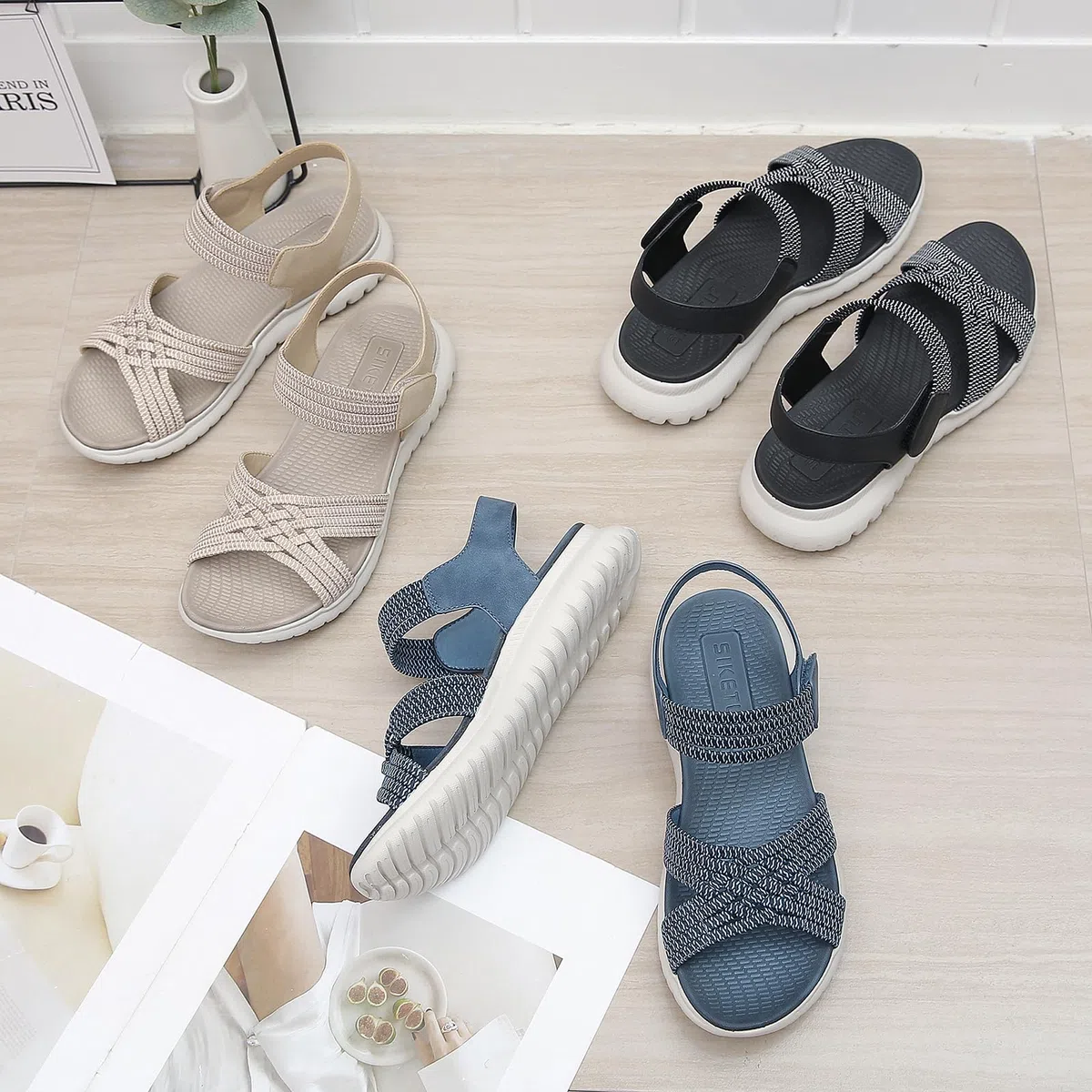 Meik Mangni Sandali Sportivi da Donna Estive Scarpe da Spiaggia Moda Sandali con Punta Aperta Antiscivolo Traspiranti 35-42 EU