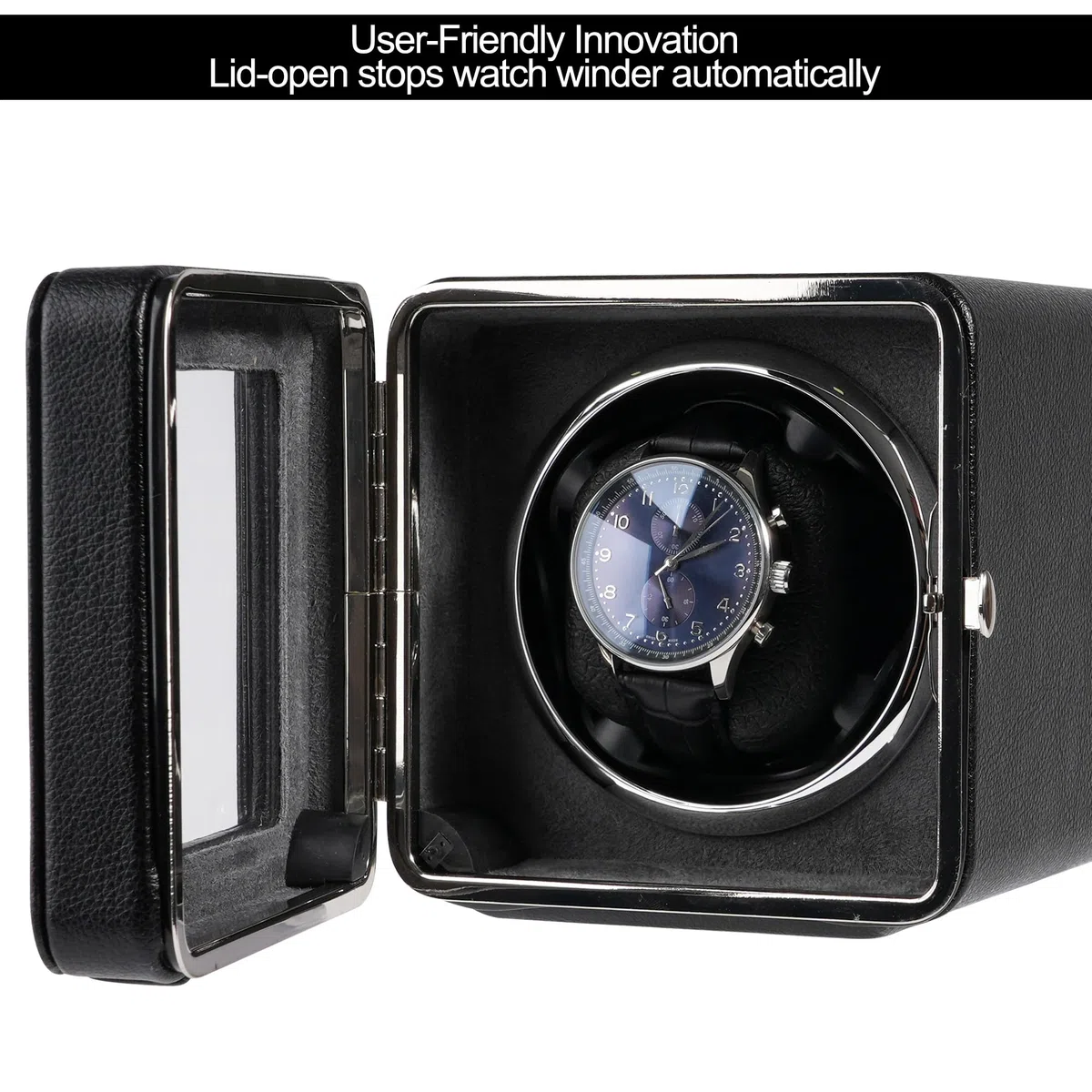 1 caricatore per orologi automatico, scatola per orologi automatica, cavo di ricarica USB, orologio, in pelle PU, con motore silenzioso