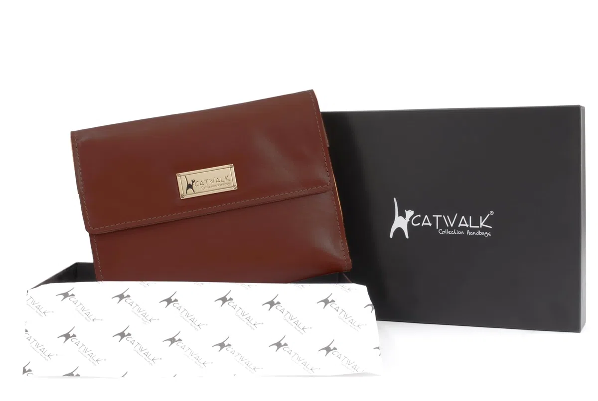 Catwalk Collection Handbags - Rotolo Portagioie Pelle Camoscio - Custodia Gioielli Viaggio Media/Grande - Confezione Regalo - Chanelle Marrone Chiaro