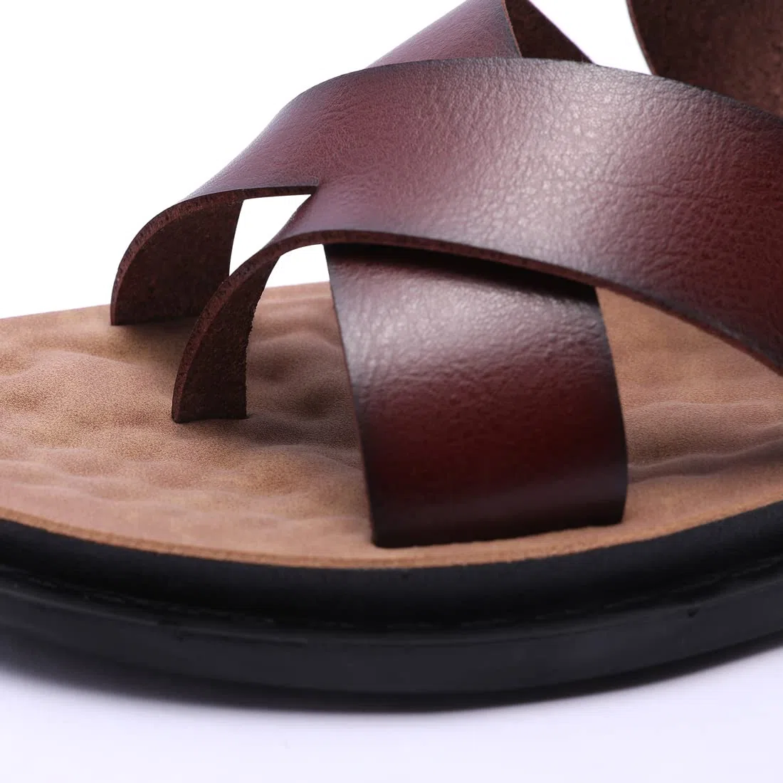 Harssindanzar Sandali infradito da uomo,Sandali in pelle Flip-Flops Slip On Cross Straps Slide Sandali Toe Ring Style per gli uomini KM221EU1