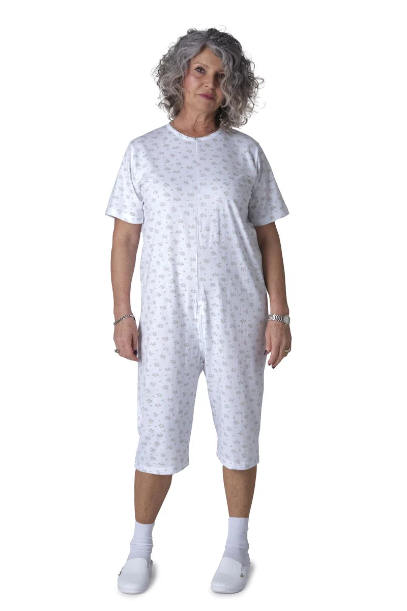 FERRUCCI COMFORT Pigiama Sanitario Girocollo Manica Corta Pantalone Corto - 9017 MC PC - per Anziani, Incontinenza, Alzheimer, Demenza, 100% Cotone Leggero