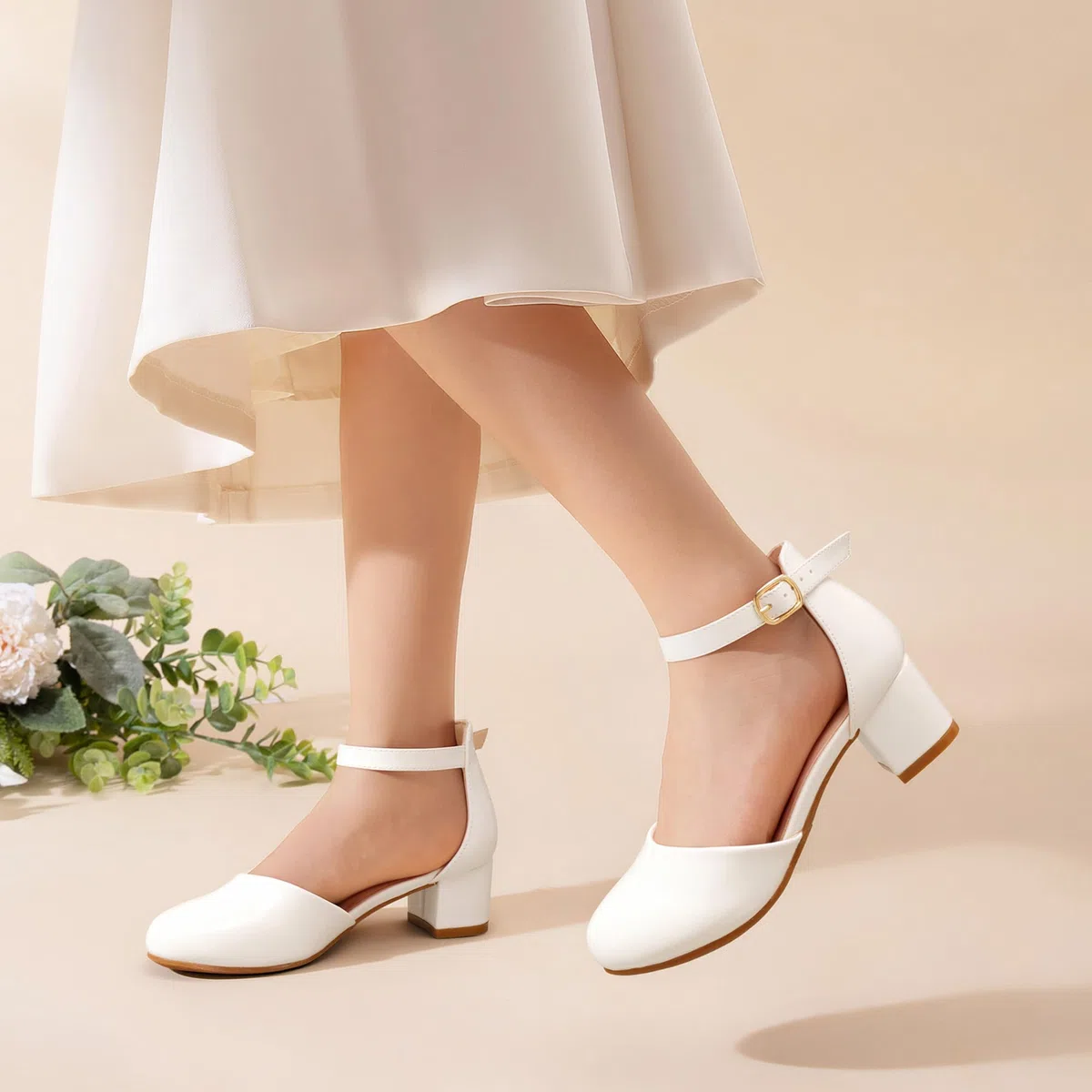 DREAM PAIRS Ballerine Bambina, Eleganti Scarpe Tacco Bambina con Cinturino alla Caviglia per Bambine, Piccole e Grandi, da Sposa e Feste