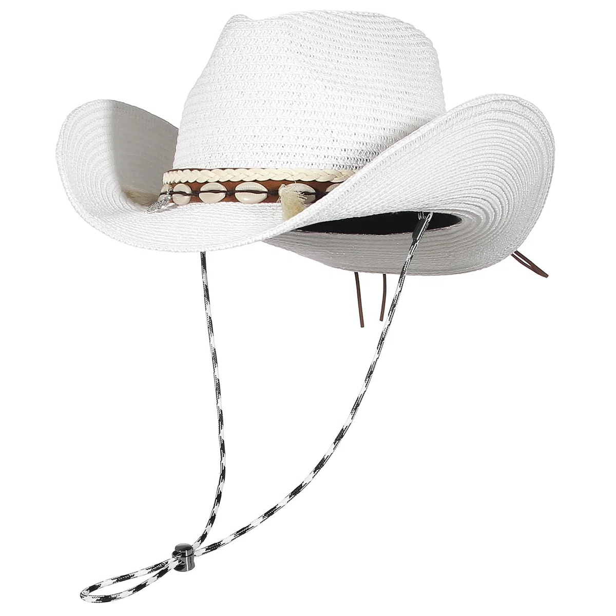 EOZY Cappello da Cowboy, Cappello di Paglia da Uomo, Cappello Estivo da Western, Protezione UV, Cappello da Sole Panama