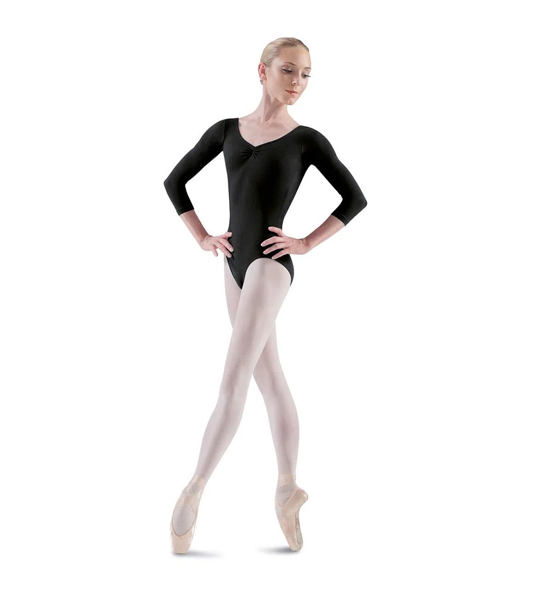 Bloch Dance Ballon Body da Donna con Maniche a 3/4, Pizzico sul Davanti e sul Retro