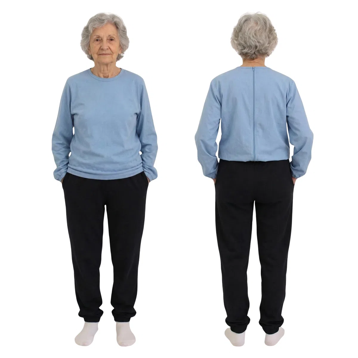 FERRUCCI COMFORT Pigiama Sanitario con Cerniera Posteriore Chiusura Zip in 100% Cotone - Ideale per Anziani, Incontinenza, Alzheimer e Demenza, Tuta Intera