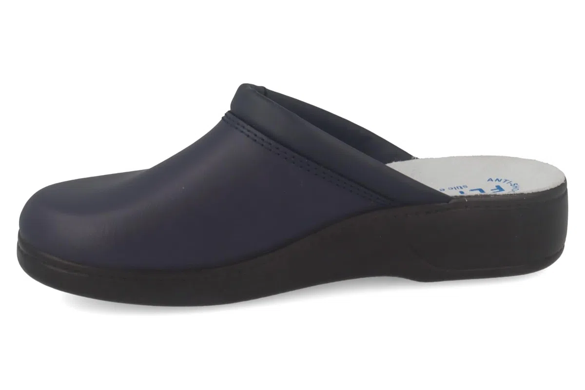 Fly Flot | Man Professional, Zoccoli Sanitari Uomo, Ciabatta con Tomaia in Pelle e Sottopiede in Pelle Scamosciato, Blu, 40