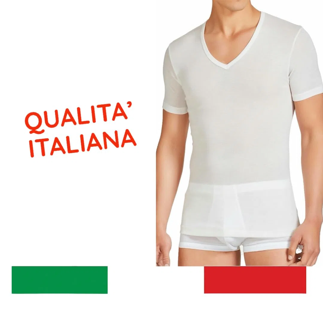 Maglietta Intima Uomo Lana Cotone Scollo V 1-3-5 Pezzi Maglia Termica Invernale - Maglia Intima Uomo Lana Cotone 2080