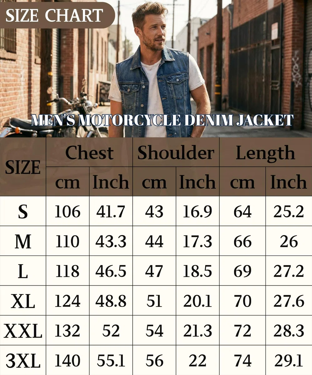 Gilet di Jeans da Uomo Cotone Cowboy Giubbino in Denim Vintage Senza Maniche Giacca con Bottone Slim Fit Moto Gilet Jeans