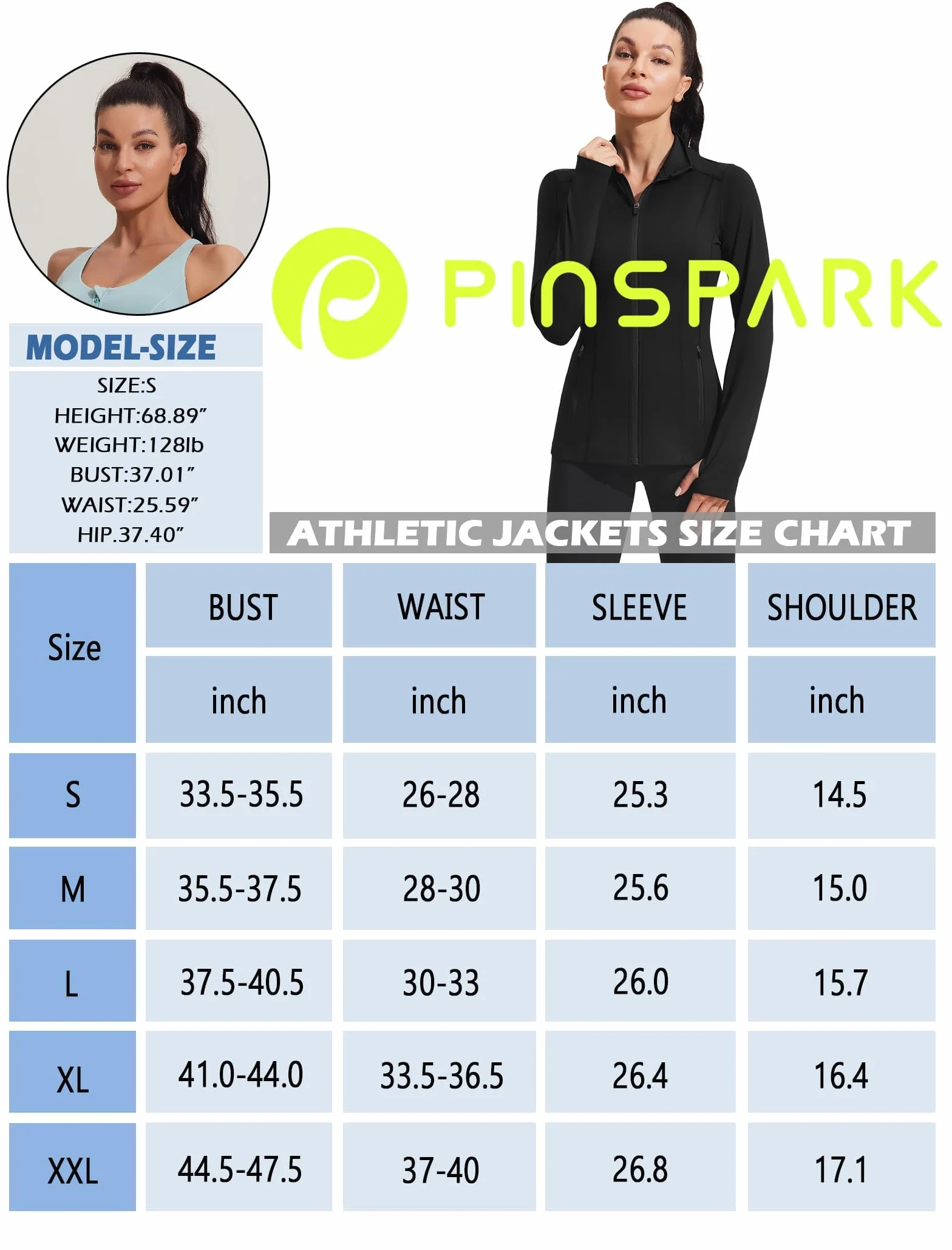 PINSPARK Giacca Da Corsa Da Donna Giacca Sportiva a Maniche Lunghe Giacca Da Allenamento Traspirante Giacca Leggera Con Cerniera