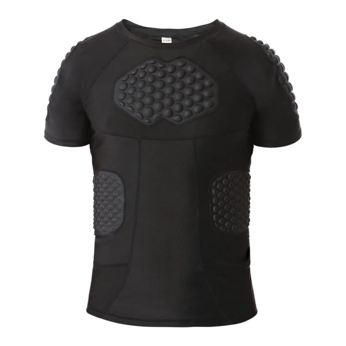Hotfiary Uomo Imbottito Camicia di Compressione per Il Calcio Paintball Baseball Basket, 6-Pads Manica Corta Calcio Costola Petto Protettore, Calcio Protettivo Gear Cuore Guardia Protezione Sterno