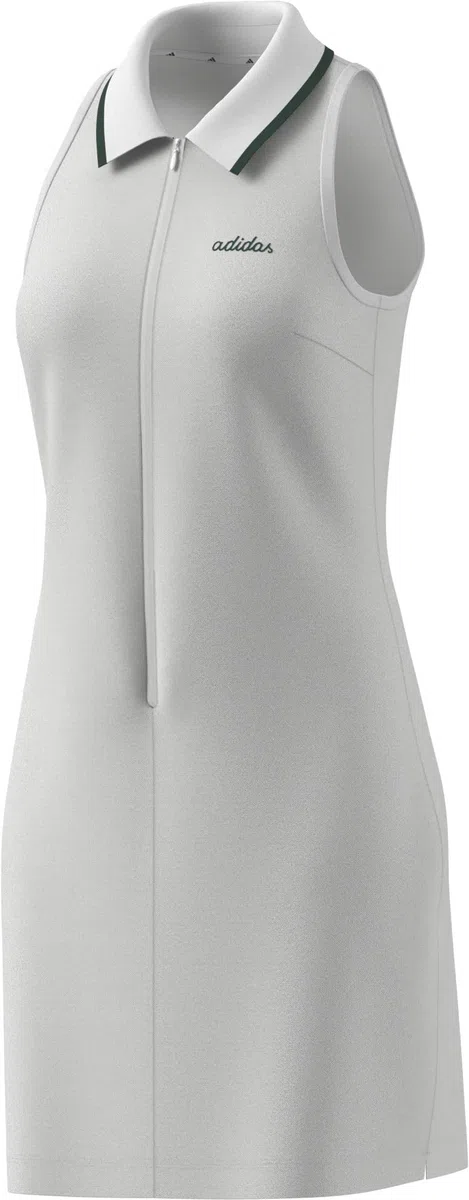adidas Femme Seasonal Essentials Colorpop Dress with Embroidered Graphic, White/Collegiate Green, M