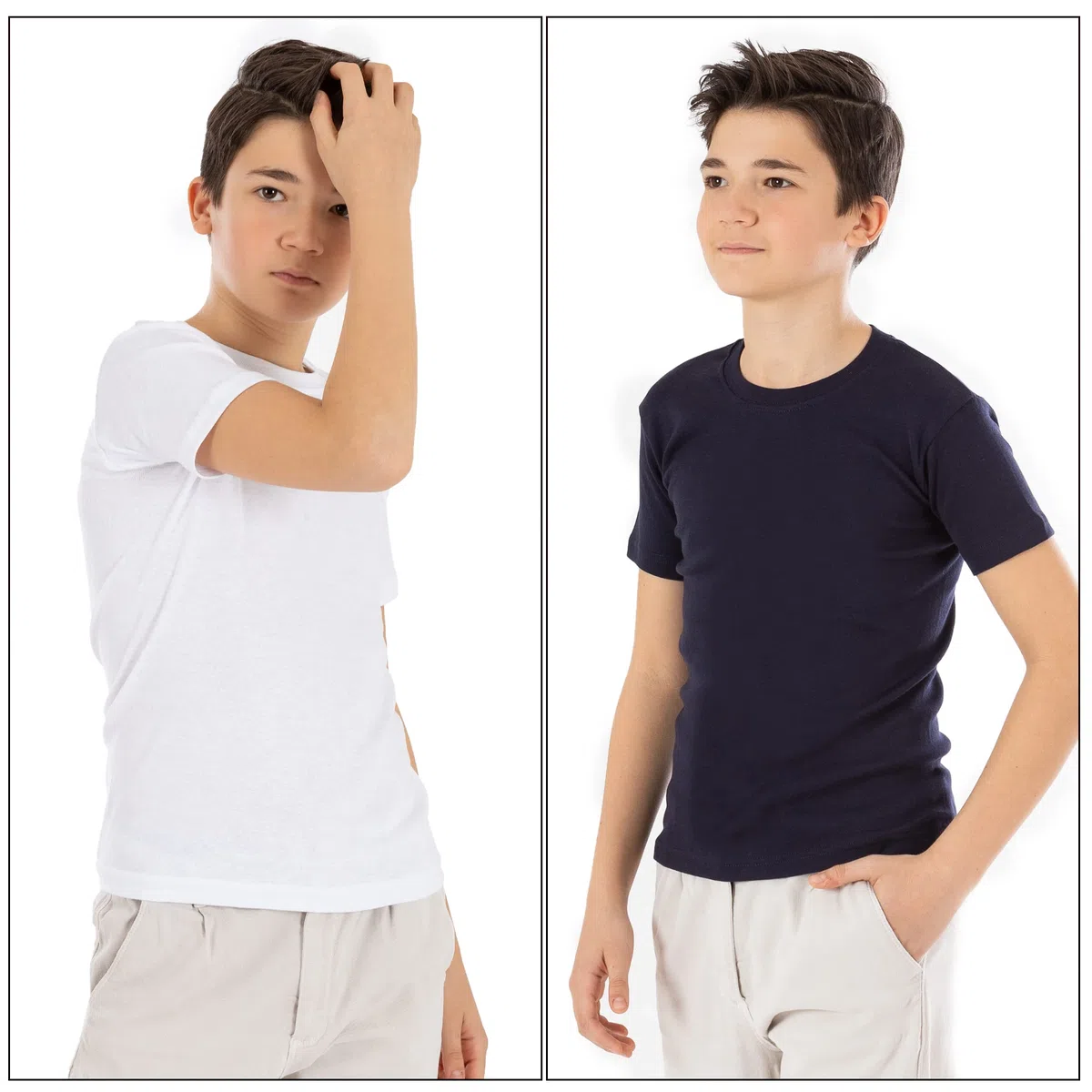LOREZA ® 5 Bambini Ragazzi Ragazze Maglietta Canottiere Intima a Maniche Corte 100% Cotone a Coste Fini Unisex
