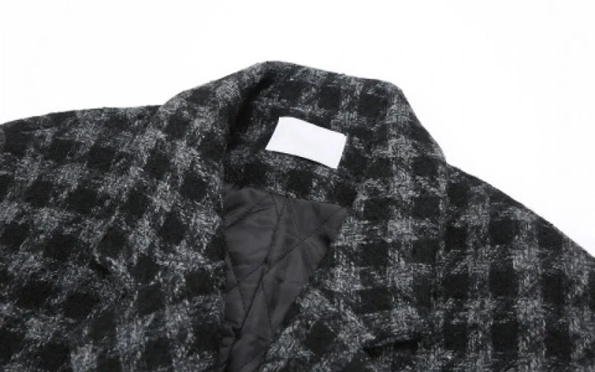 Cappotto in lana scozzese trapuntato caldo da Donna autunno/inverno con tasche spesso ampio doppiopetto lunghezza media