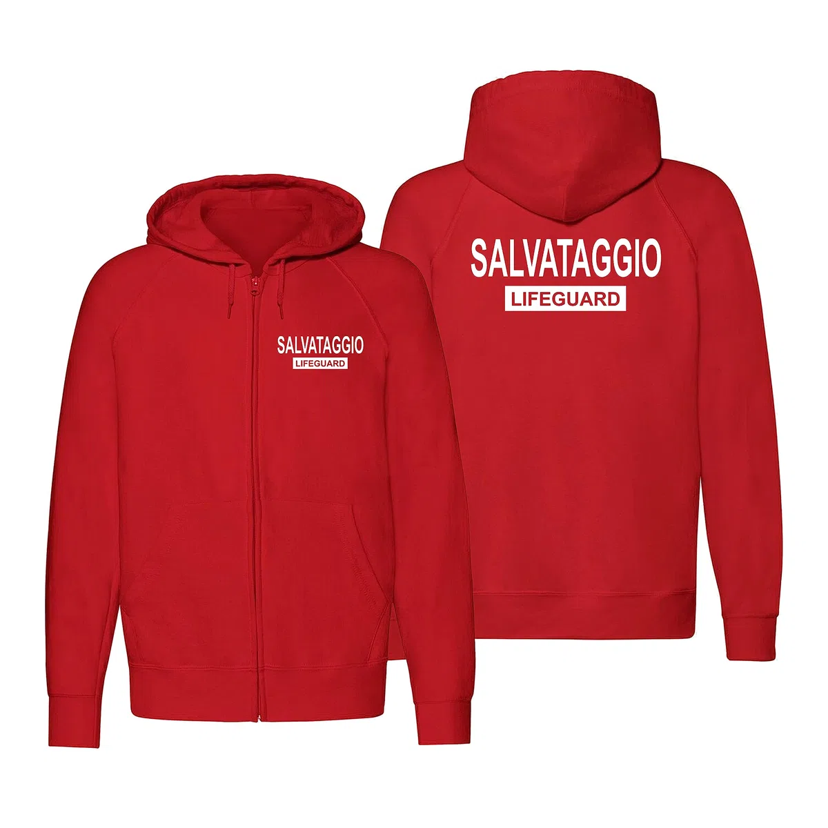 Felpa Zip Salvataggio Lifeguard Uomo Donna Il Bagnino Assistente Bagnanti Baywatch Felpa Zip Fronte Retro