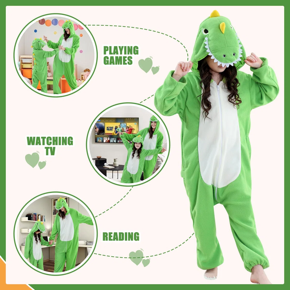 Pigiama Intero Unisex con Cappuccio a Tema Animale per Genitori e Bambini Costume per Halloween Gaming Pigiama Familiare per Ragazze e Ragazzi Completo per Feste