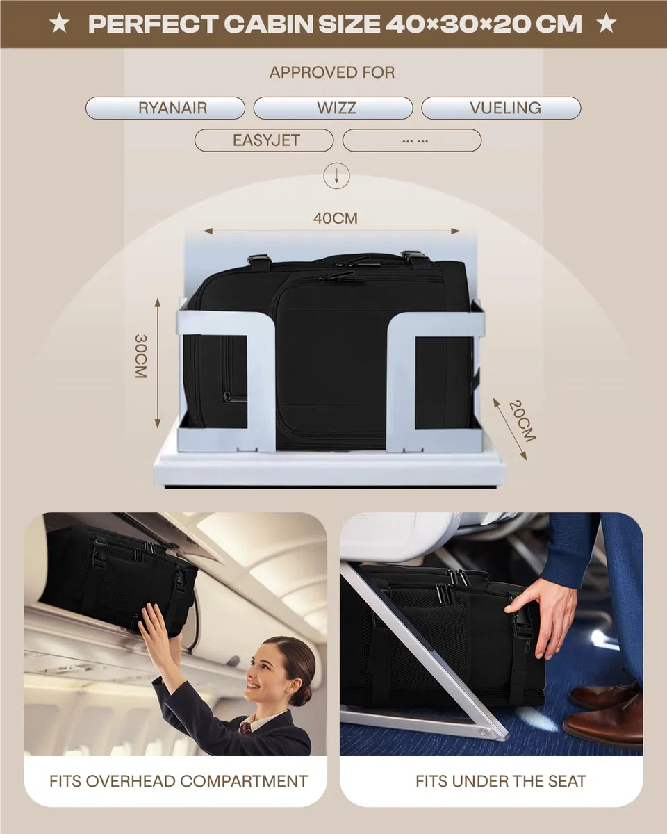 per Zaino Ryanair 40x30x20,Bagaglio a Mano 40x30x20 per Ryanair,Zaino da Viaggio Aereo Bagaglio a Mano per Più Compagnie Aeree con Foro di Ricarica e Tasca Antifurto