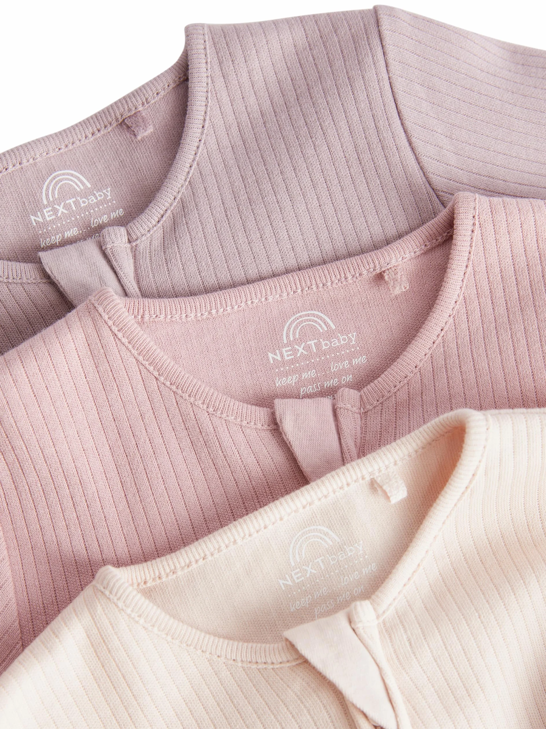 NEXT Bambina Confezione da 3 tutine per neonati in 100% cotone con zip bidirezionale