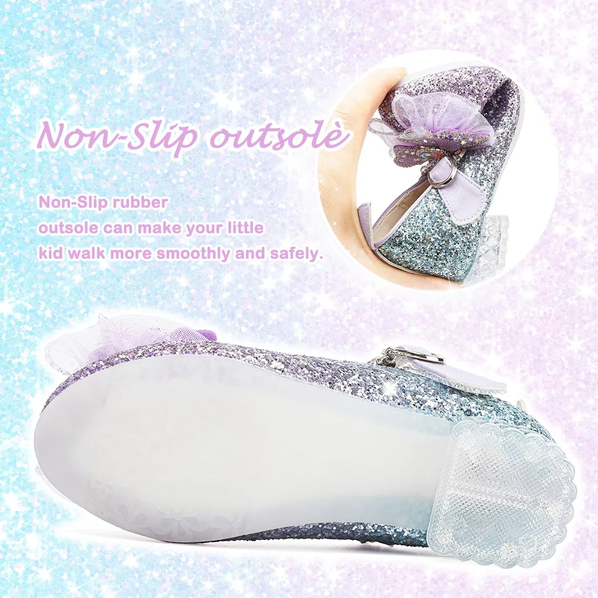 Mary Jane - Scarpe da principessa glitterate, con tacco basso, per feste, matrimoni, compleanni, balli studenteschi, cosplay, ballerine per bambini