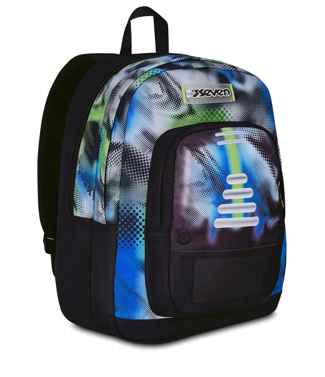 Seven Zaino Scuola Freethink Write Down, Blu, Doppio Scomparto Con Tasca per PC e Tasca per Borraccia, Capienza 34 litri, Scuole Medie e Superiori, Per Ragazzo e Ragazza