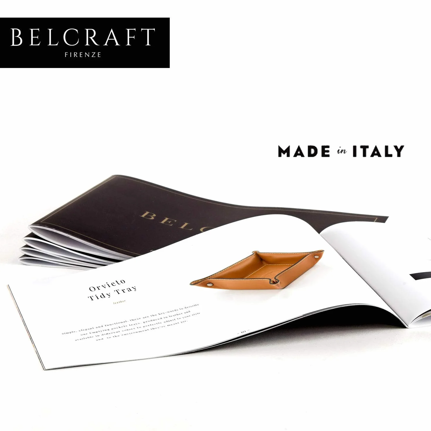 Belcraft Orvieto Svuotatasche in Pelle, Realizzato a mano da Artigiani Toscani, Porta Oggetti, Taupe (19x19 cm)