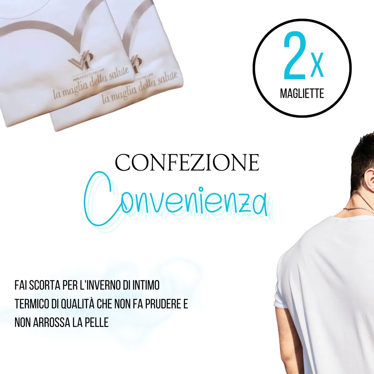 VP PINUCCIO VENEGONI Set 2 Magliette Uomo in Lana e Cotone | Intimo Termico Invernale Made in Italy, Morbide sulla Pelle