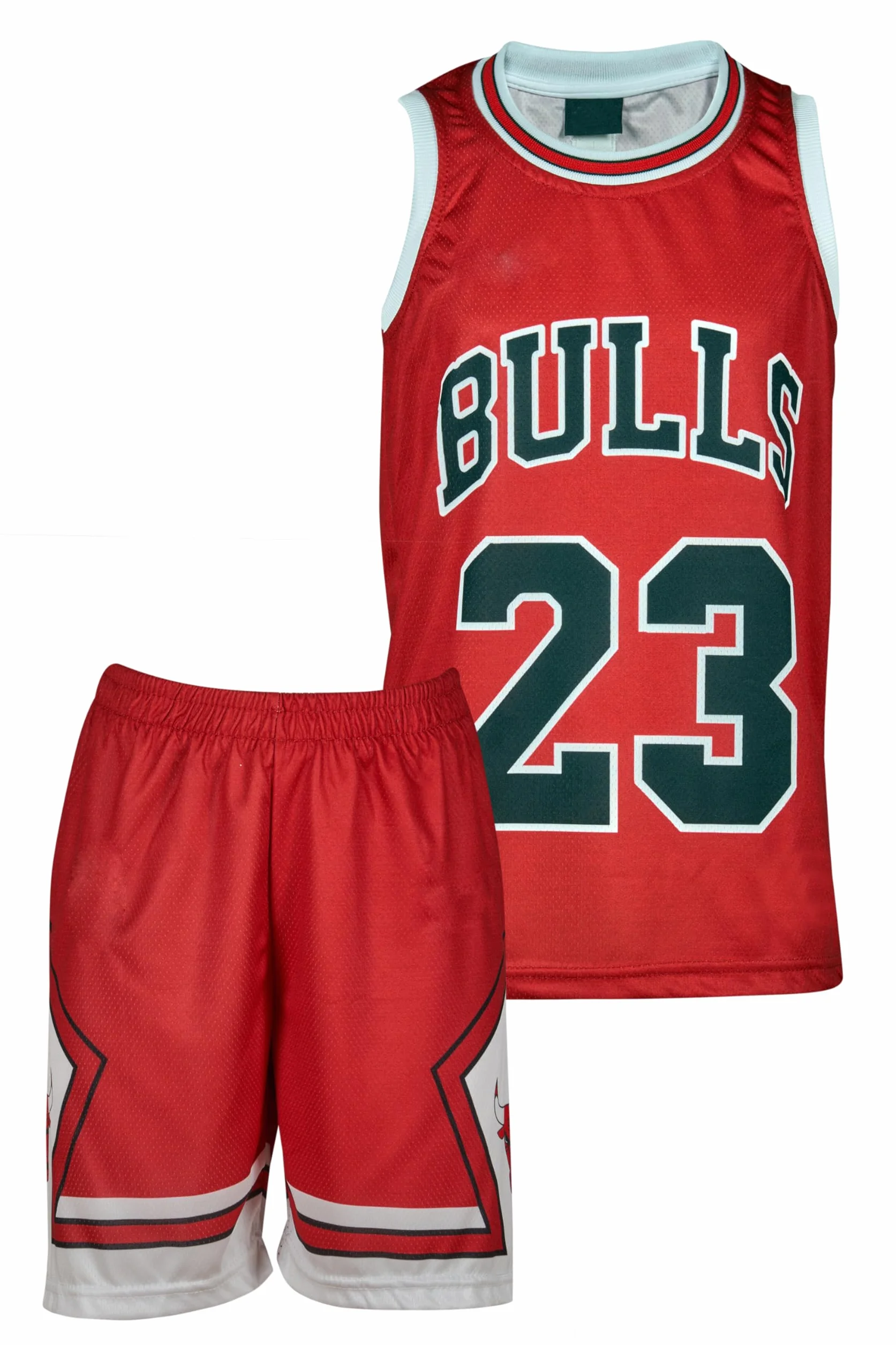 Set di maglia da basket per bambini, bianco, rosso, nero, con pantaloncini per appassionati di basket (4-13 anni)