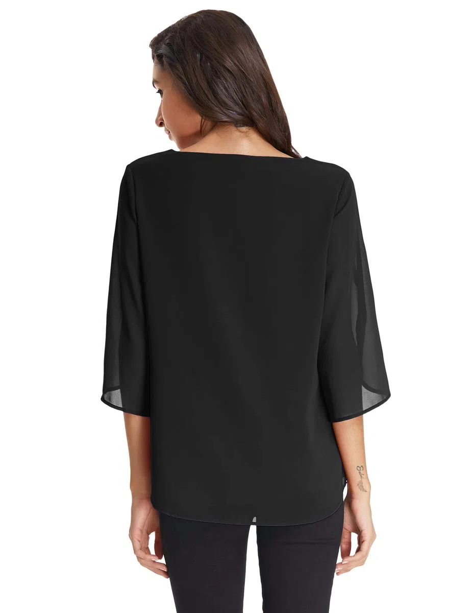 GRACE KARIN Camicia Donna Paillettes a Manica a 3/4 Top Elegante Girocollo Manicotto Split