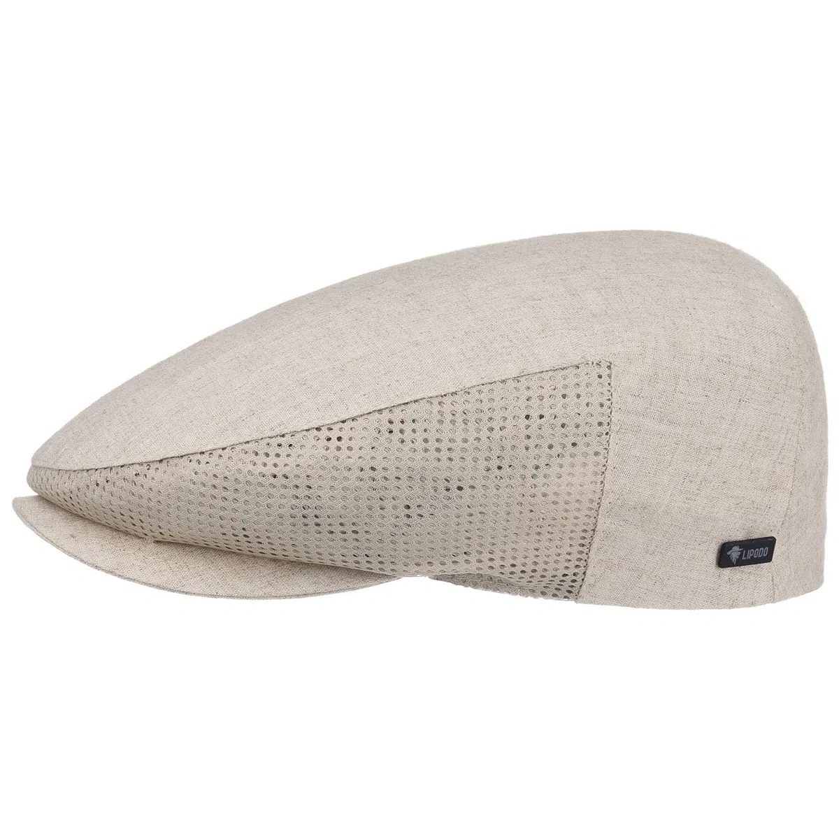 LIPODO Coppola Uomo Lino Beige Made in Italy 60% Cotone 40% Lino Berretto con Visiera Inserto e Fodera in Rete Estivo Primavera Estate