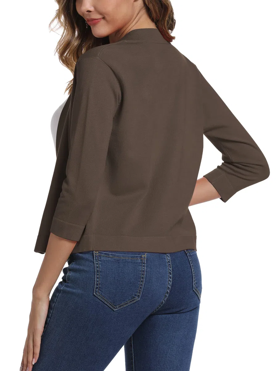 EXCHIC Donna Elegante 3/4 Maniche Bolero Cardigan Corto Open Front Maglioni Coprispalle