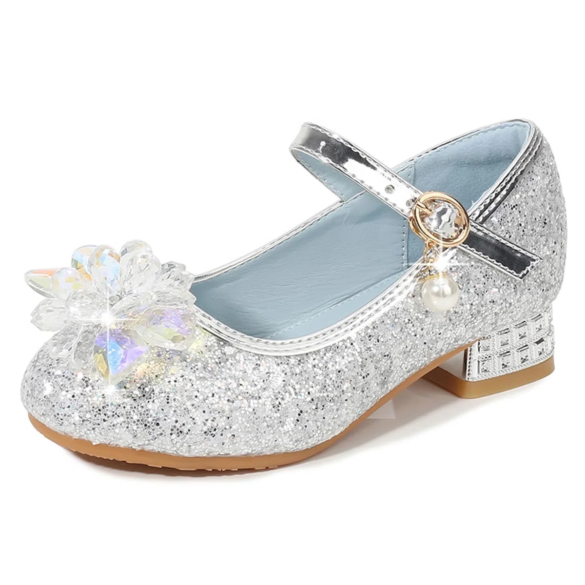 Scarpe da Principessa per Ragazze Scarpe col Tacco Bambine Punta Chiusa Ballerine Principessa Sera Matrimonio Festa Cocktail Mary Jane