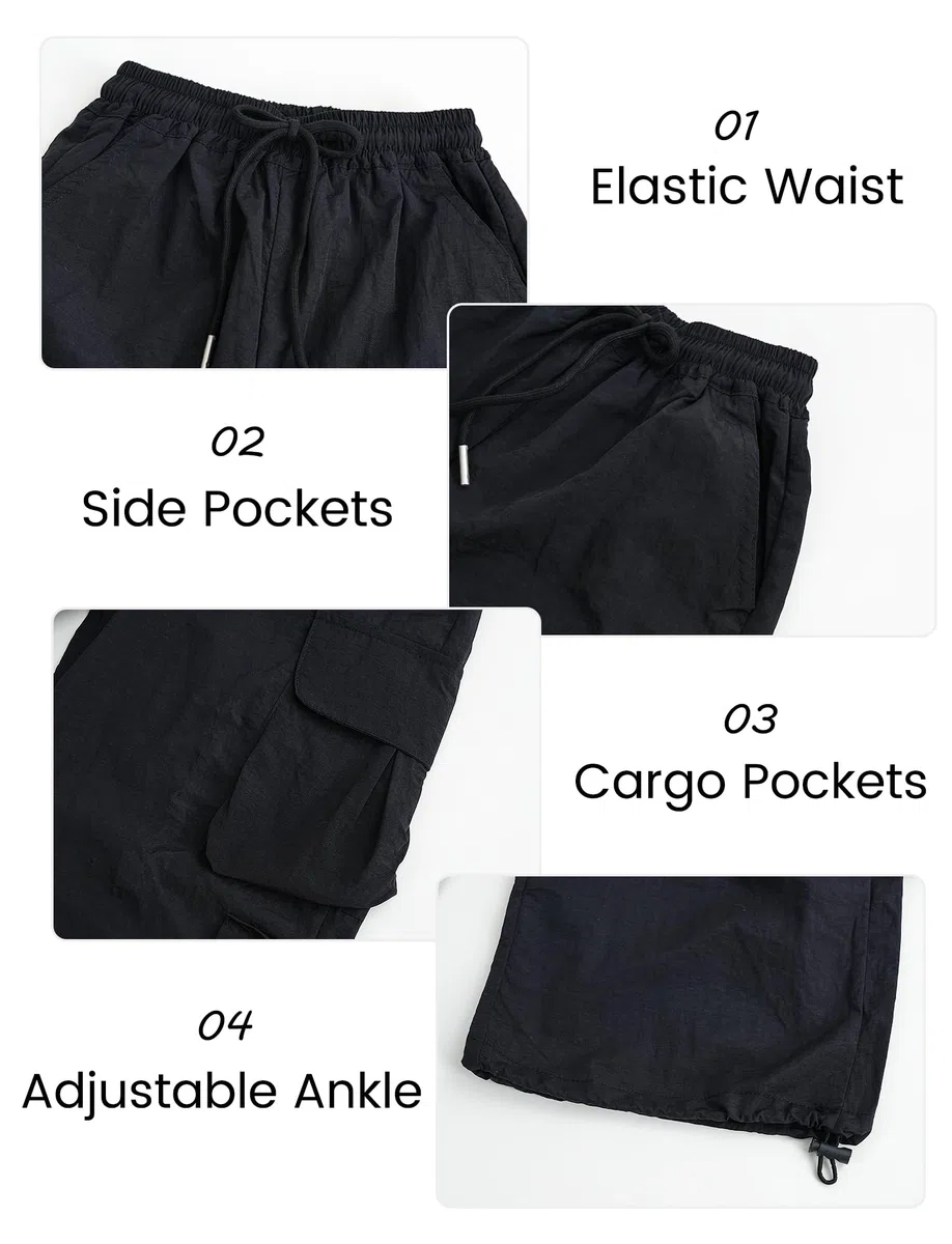 SEAUR Pantaloni cargo da ragazza, per il tempo libero, con elastico in vita, leggeri, sottili, estivi, 4 tasche, tempo libero, streetwear per bambini 5-14 anni