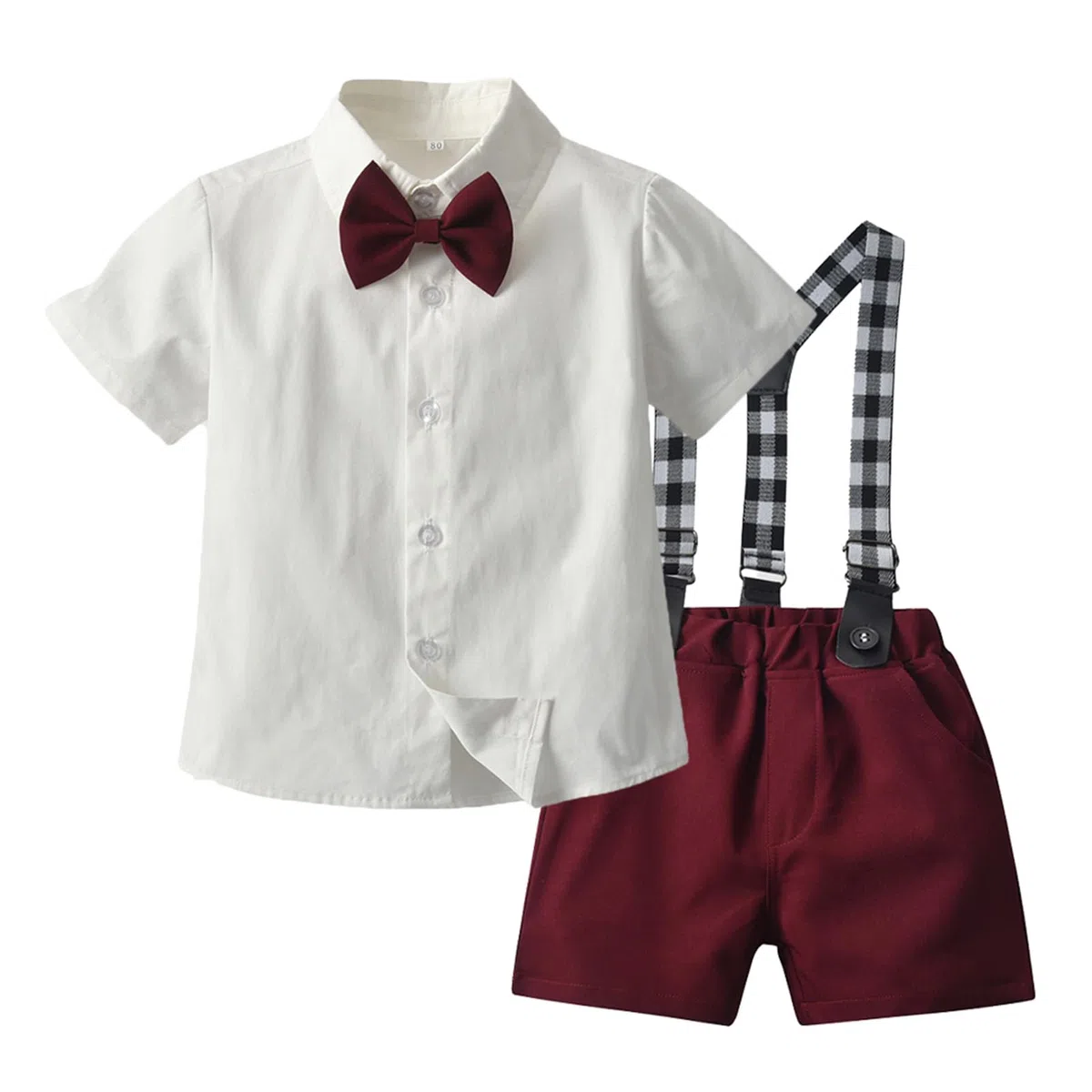 Bimbo Completini e Coordinati Gentiluomo, Completo Cerimonia Bambino Pantaloncini con Bretelle + Camicia e Papillon per Ragazzi