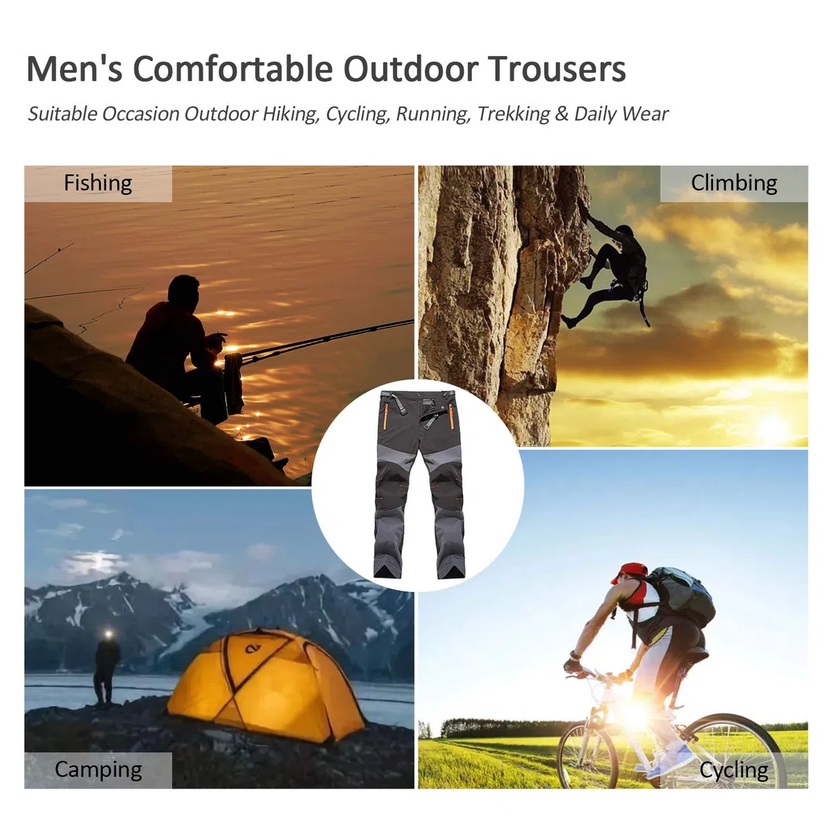 Pantaloni da Trekking Comodi da Uomo Pantaloni Caldi Antivento Pantaloni Casual da Arrampicata Inverno/Autunno/Primavera/Estate