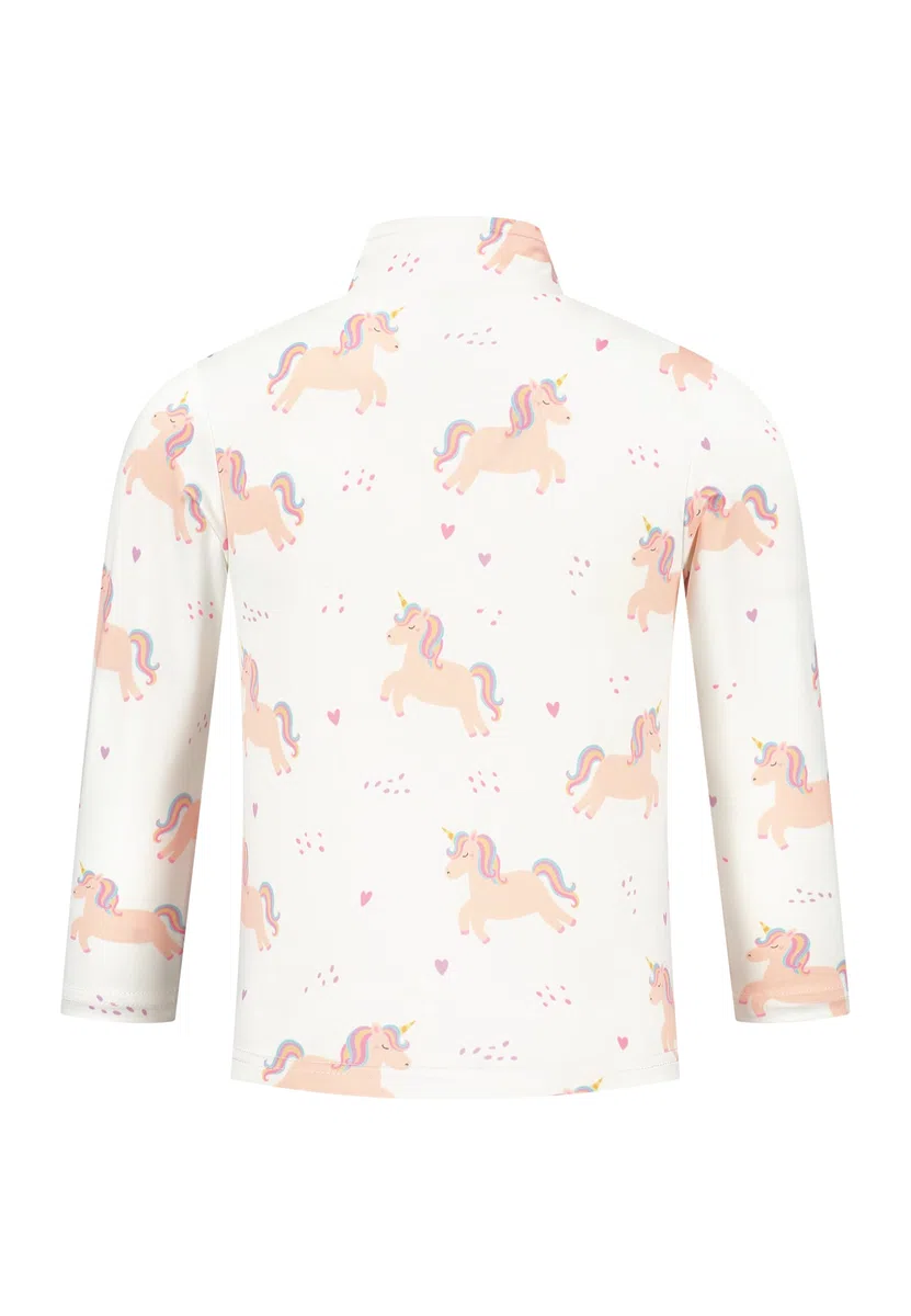 Emski - Maglione da sci da ragazza con stampa unicorno – Felpa da sci traspirante con cerniera 1/4 per inverno e attività all'aperto
