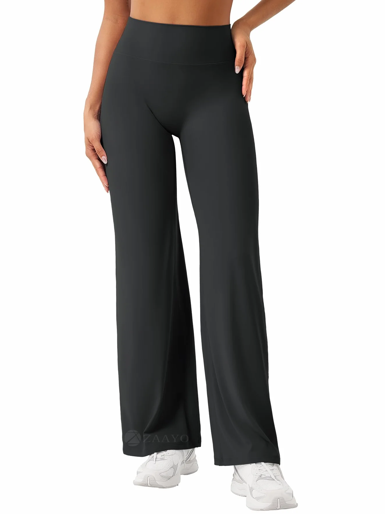 ZAAYO Leggings da donna dritti senza cuciture, a vita alta, svasati, per yoga, sport, yoga, palestra, yoga, pantaloni svasati, regolare/lunghi/extra lunghi