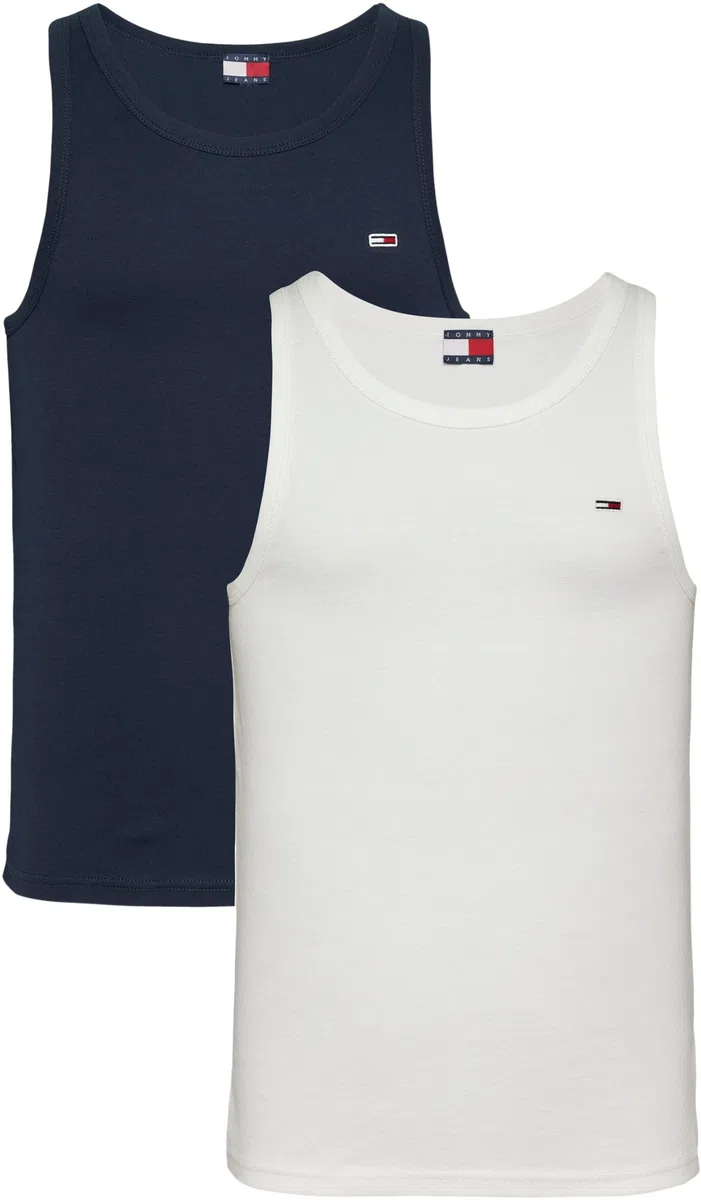Tommy Jeans Uomo Canotte Confezione da 2 Rib con Scollo Rotondo