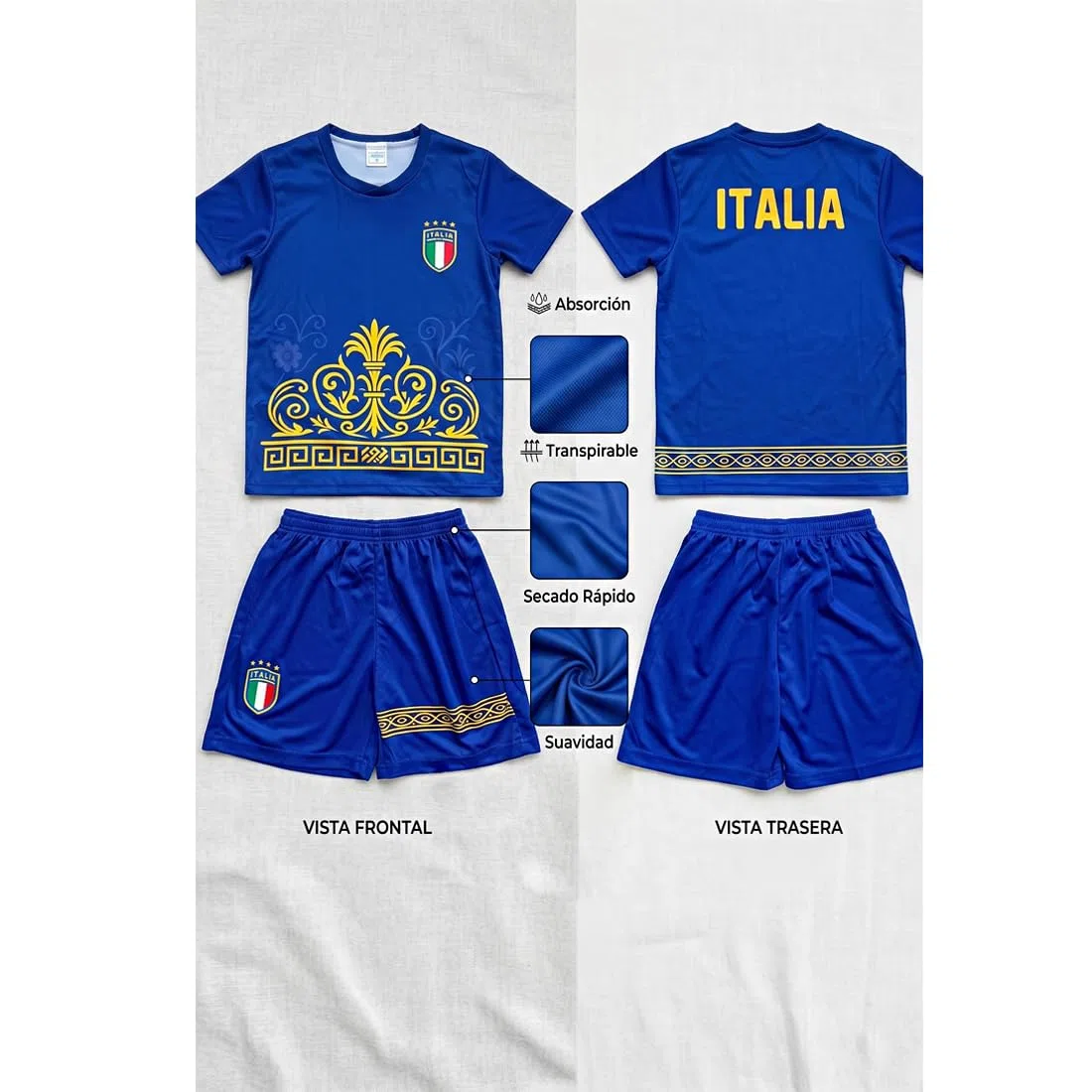 Completo sportivo con maglietta e pantaloncini (4-14 anni) da calcio, attrezzatura estiva per allenamento e scuola