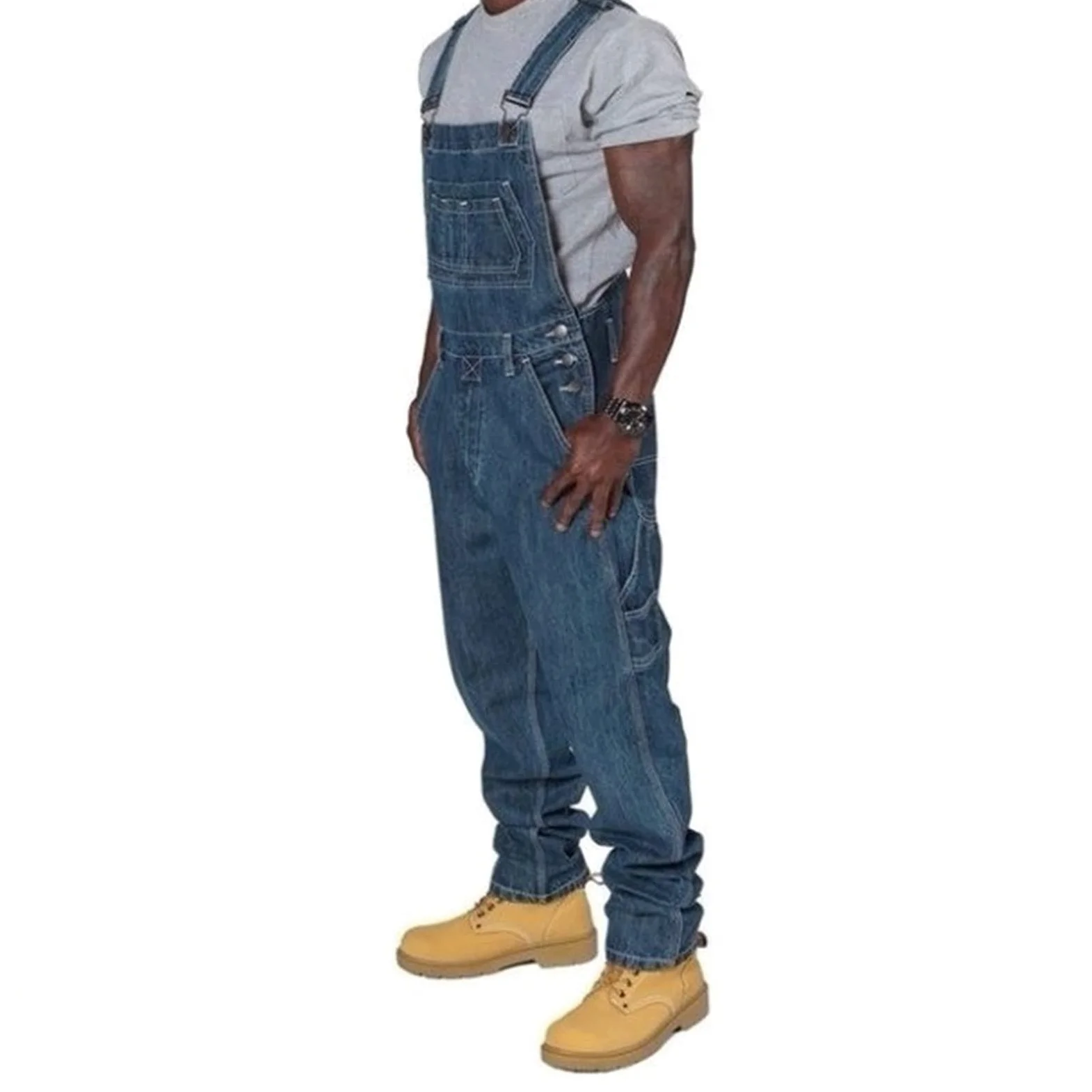 Salopette da Uomo in Denim Salopette da Uomo Jeans Pagliaccetti con Bretelle Pantaloni Larghi da Lavoro Cargo Pagliaccetti Tute