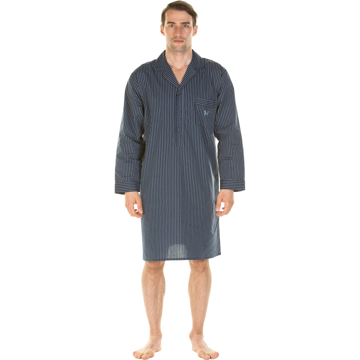 Haigman Camicia da Notte da Uomo a Maniche Lunghe in Cotone