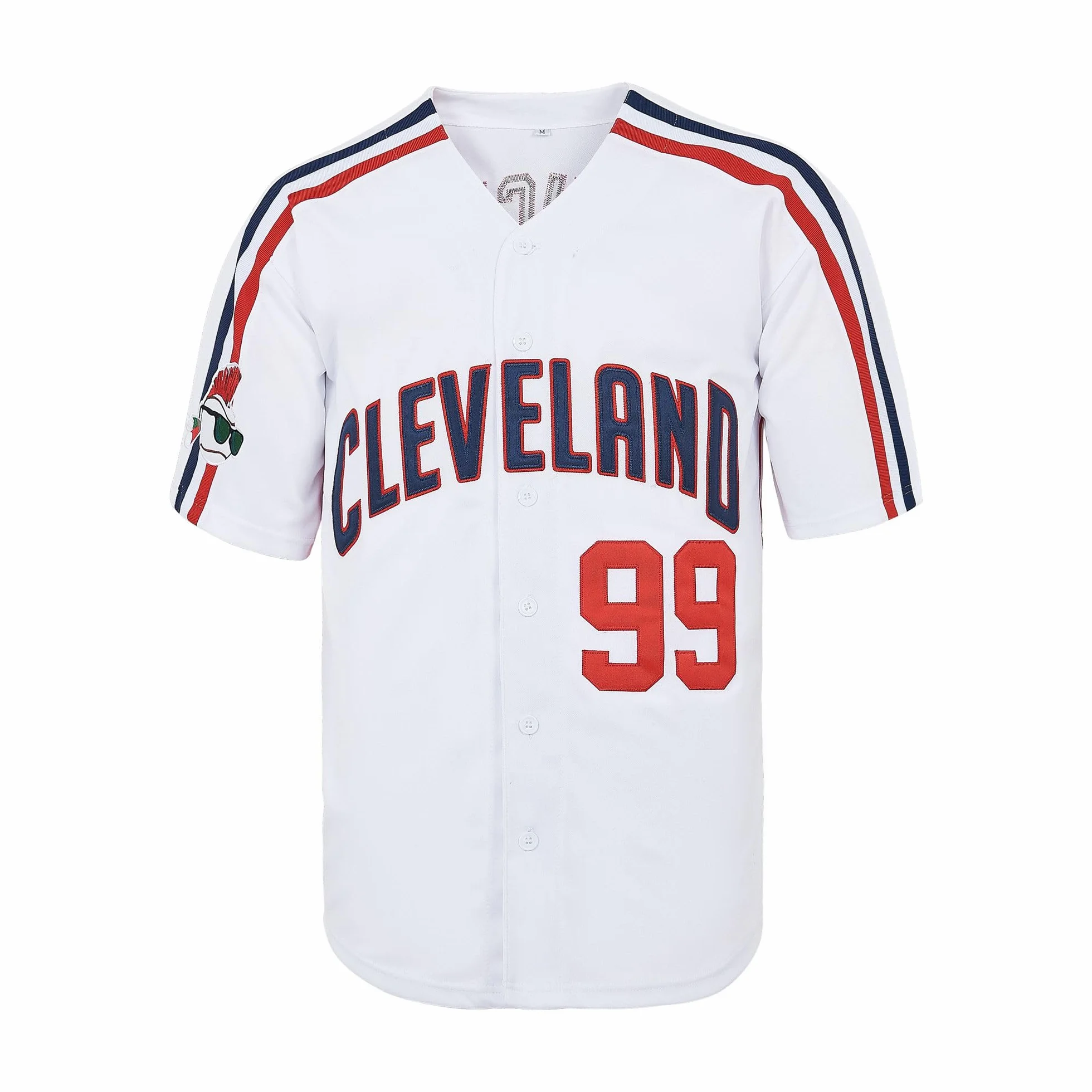 Maglia da baseball da uomo Ricky Vaughn 99, stile hip hop anni '90, maglietta cucita per tifosi sportivi, blu navy, grigio e bianco