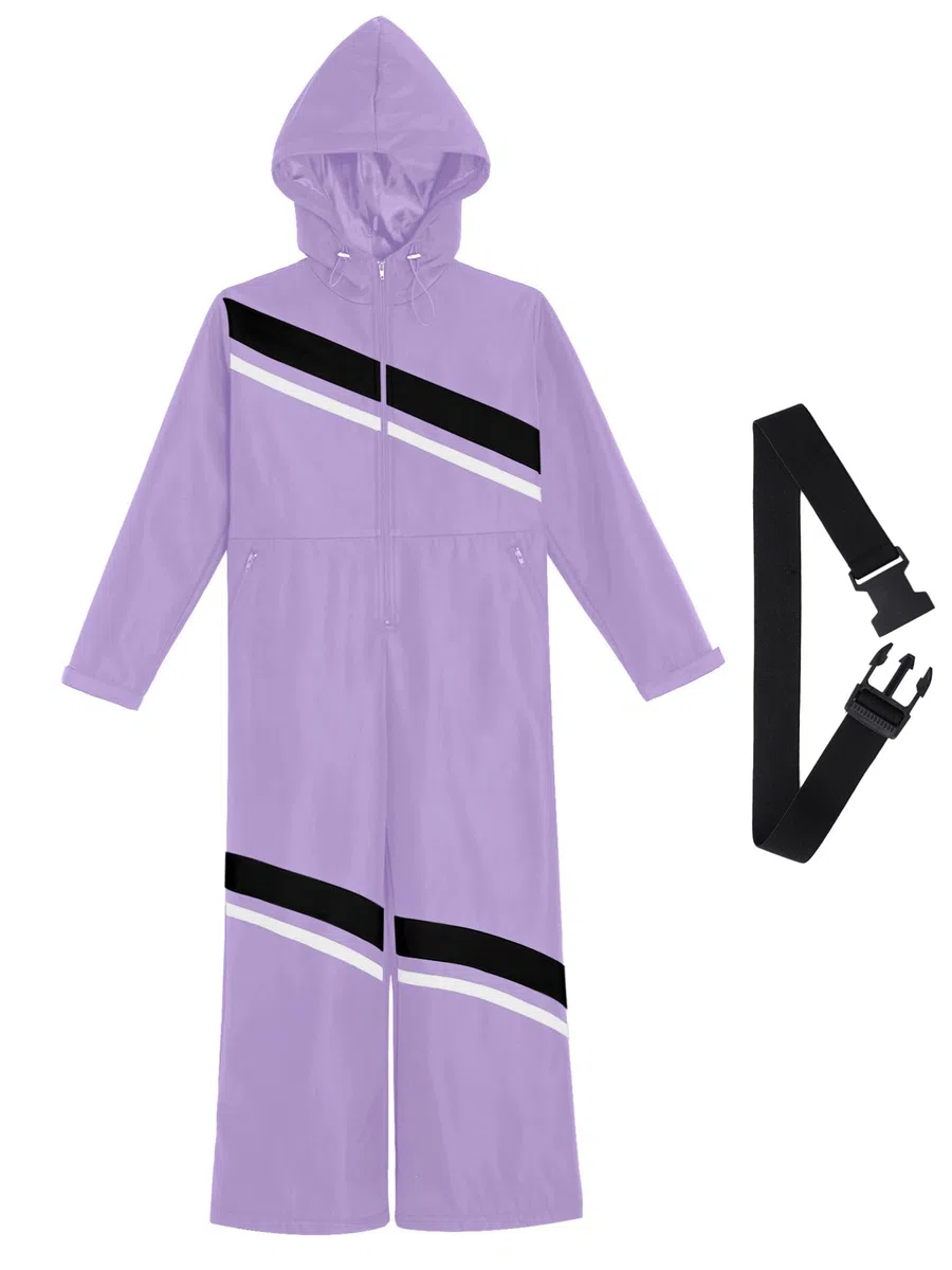 dPois Tuta Intera Sci Bambina Tuta da Neve Ragazza Tuta Sportiva Esterno Overall Impermeabile Jumpsuit con Cappuccio Body con Cintura Pagliaccetto Sportivo Snowsuit