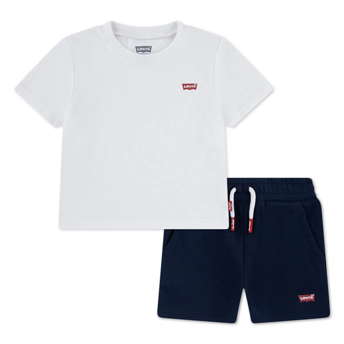 Levi's Set T-Shirt Batwing E Shorts in Maglia Bianco Bambino